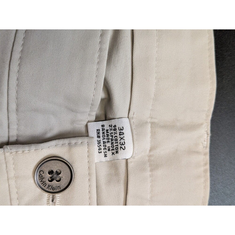 Calvin Klein Slim Fit Tech Chino Pants Men's 34/32 Light Bone Beige - Picture 10 of 12